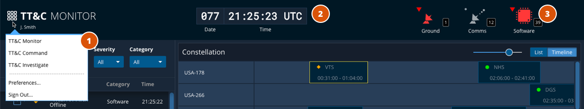 TT&C Monitor Global Status Bar